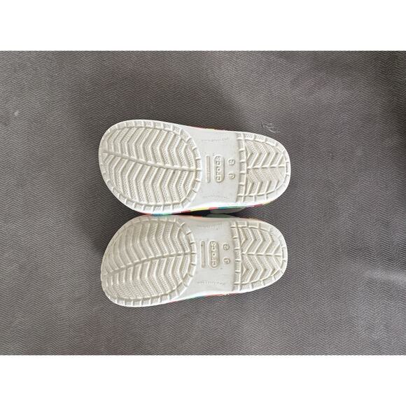 Crocs Kids Crocband Chevron Beaded Clog White Size J 2 With Croc Charms - Picture 4 of 5